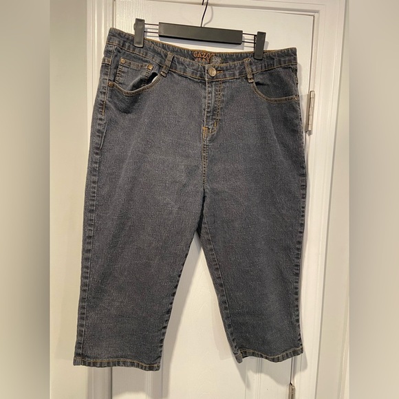 Gazoz Size 16 Embroidered Pocket Zip Up Ramie Cotton Stretch Cropped Jeans - Picture 2 of 11